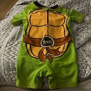 TMNT Green and Yellow Kids Romper Bathing Suit